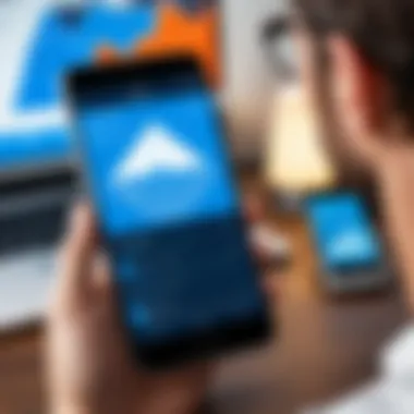 Creative Use of Audacity App A user engaging with the Audacity app on a smartphone in a creative environment