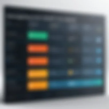 Comparison chart displaying features of various backup software