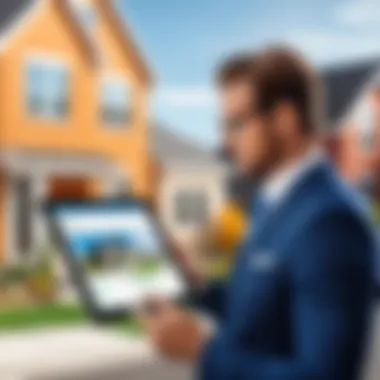 Real Estate Professional Using Free MLS Software Real estate agent utilizing free MLS software on a tablet