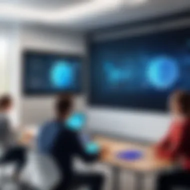 Transformative Learning with Interactive Screens A classroom utilizing interactive screen technology for educational purposes.