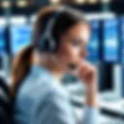 A modern call center featuring advanced technology and vibrant workstations.