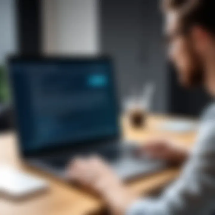 A user engaging with a usability testing software on a laptop