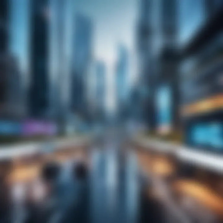 A futuristic cityscape with Verkada AI surveillance integrated into the environment.