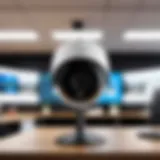 A sleek Verkada AI security camera monitoring a modern office space.