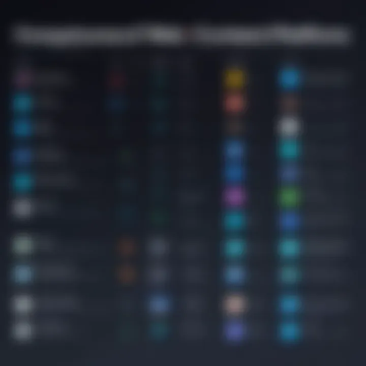 A comparison chart highlighting features and strengths of popular platforms.