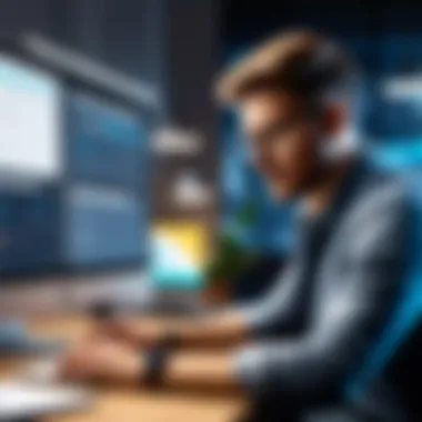 Freelancer Project Management Software Overview Illustration of a freelancer managing projects with software