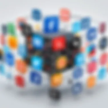 Interconnected Social Media Platforms A visual representation of various social media platforms interconnected.