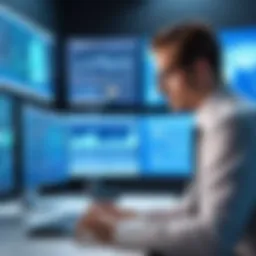 A professional cyber consultant analyzing data on a digital screen