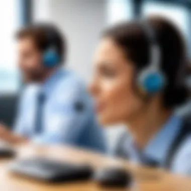 An office setting where Cisco VoIP headsets are being used for communication.